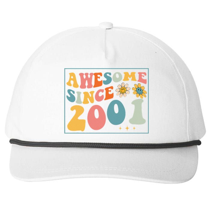 22st Birthday Gifts Awesome Since 2001 22 Years Old Groovy Snapback Five-Panel Rope Hat