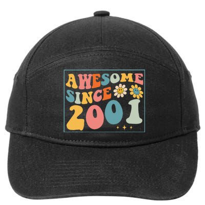 22st Birthday Gifts Awesome Since 2001 22 Years Old Groovy 7-Panel Snapback Hat