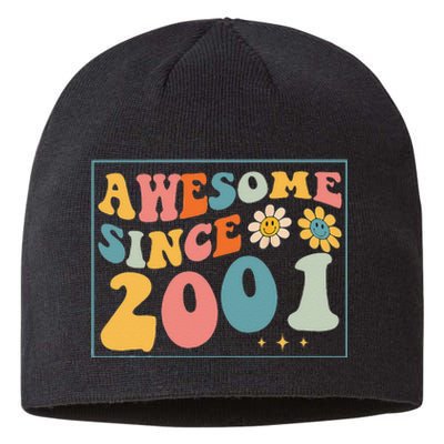 22st Birthday Gifts Awesome Since 2001 22 Years Old Groovy Sustainable Beanie