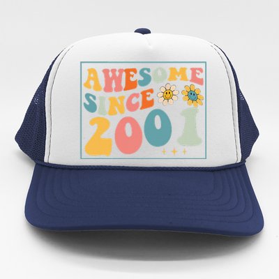 22st Birthday Gifts Awesome Since 2001 22 Years Old Groovy Trucker Hat