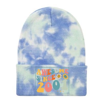 22st Birthday Gifts Awesome Since 2001 22 Years Old Groovy Tie Dye 12in Knit Beanie