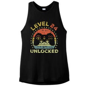 24th Birthday Gaming Level 24 Unlocked Ladies PosiCharge Tri-Blend Wicking Tank