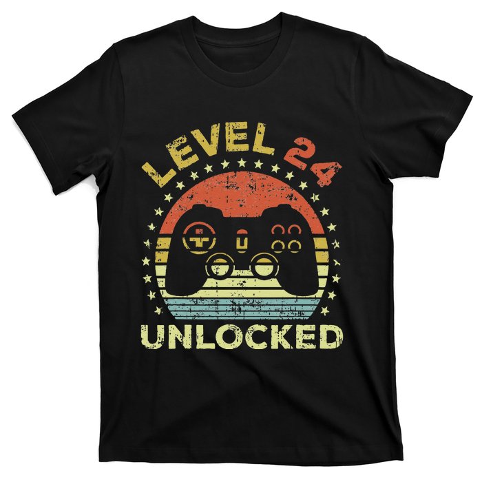 24th Birthday Gaming Level 24 Unlocked T-Shirt