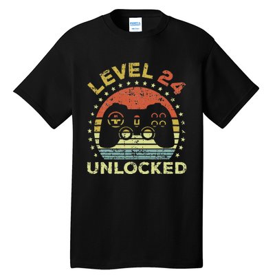 24th Birthday Gaming Level 24 Unlocked Tall T-Shirt