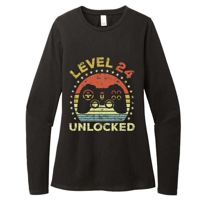 24th Birthday Gaming Level 24 Unlocked Womens CVC Long Sleeve Shirt