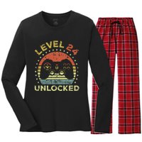 24th Birthday Gaming Level 24 Unlocked Women's Long Sleeve Flannel Pajama Set 