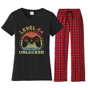 24th Birthday Gaming Level 24 Unlocked Women's Flannel Pajama Set