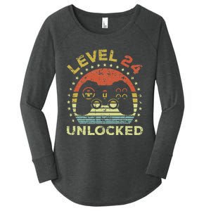 24th Birthday Gaming Level 24 Unlocked Women's Perfect Tri Tunic Long Sleeve Shirt