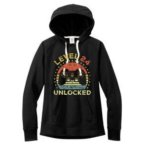 24th Birthday Gaming Level 24 Unlocked Women's Fleece Hoodie