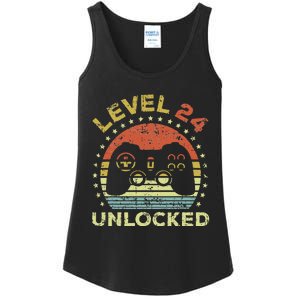 24th Birthday Gaming Level 24 Unlocked Ladies Essential Tank