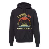 24th Birthday Gaming Level 24 Unlocked Premium Hoodie