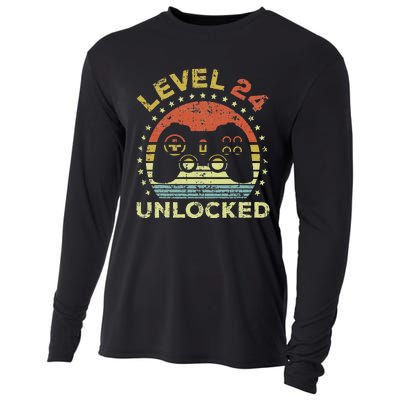 24th Birthday Gaming Level 24 Unlocked Cooling Performance Long Sleeve Crew