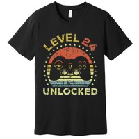 24th Birthday Gaming Level 24 Unlocked Premium T-Shirt