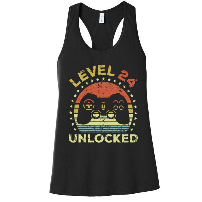 24th Birthday Gaming Level 24 Unlocked Women's Racerback Tank