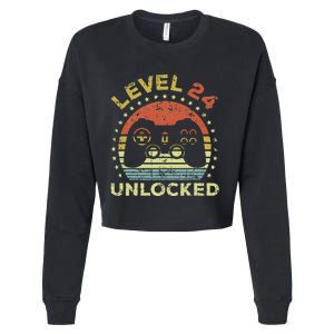 24th Birthday Gaming Level 24 Unlocked Cropped Pullover Crew