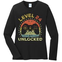 24th Birthday Gaming Level 24 Unlocked Ladies Long Sleeve Shirt