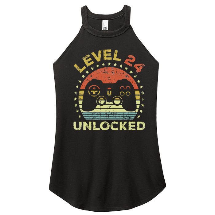 24th Birthday Gaming Level 24 Unlocked Women's Perfect Tri Rocker Tank