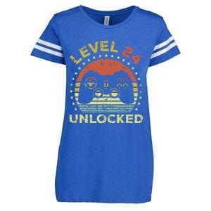 24th Birthday Gaming Level 24 Unlocked Enza Ladies Jersey Football T-Shirt