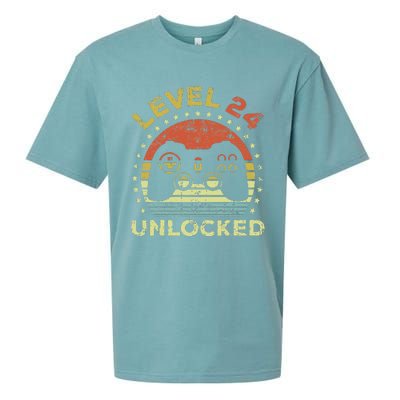 24th Birthday Gaming Level 24 Unlocked Sueded Cloud Jersey T-Shirt