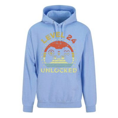 24th Birthday Gaming Level 24 Unlocked Unisex Surf Hoodie