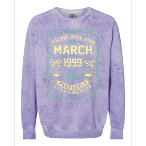 24th Birthday Gift 24 Years Old Legends Born March 1999 Colorblast Crewneck Sweatshirt