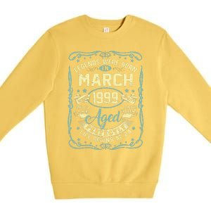 24th Birthday Gift 24 Years Old Legends Born March 1999 Premium Crewneck Sweatshirt