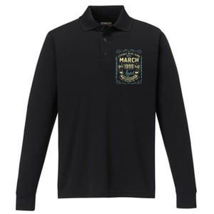 24th Birthday Gift 24 Years Old Legends Born March 1999 Performance Long Sleeve Polo