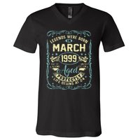 24th Birthday Gift 24 Years Old Legends Born March 1999 V-Neck T-Shirt