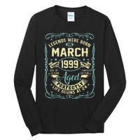 24th Birthday Gift 24 Years Old Legends Born March 1999 Tall Long Sleeve T-Shirt