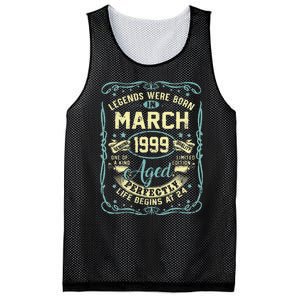 24th Birthday Gift 24 Years Old Legends Born March 1999 Mesh Reversible Basketball Jersey Tank