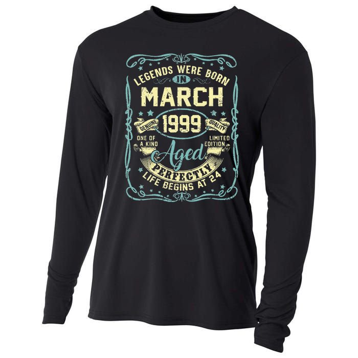 24th Birthday Gift 24 Years Old Legends Born March 1999 Cooling Performance Long Sleeve Crew