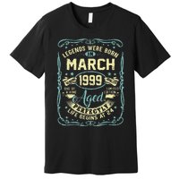 24th Birthday Gift 24 Years Old Legends Born March 1999 Premium T-Shirt