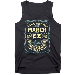 24th Birthday Gift 24 Years Old Legends Born March 1999 Tank Top