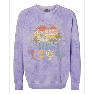 24th Birthday Gift Awesome Since February 1999 24 Year Old Colorblast Crewneck Sweatshirt