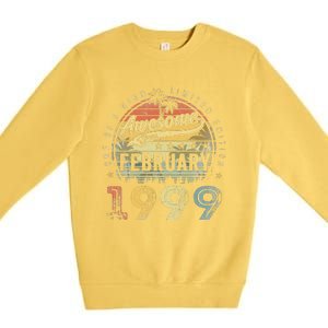 24th Birthday Gift Awesome Since February 1999 24 Year Old Premium Crewneck Sweatshirt