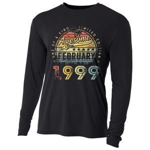 24th Birthday Gift Awesome Since February 1999 24 Year Old Cooling Performance Long Sleeve Crew