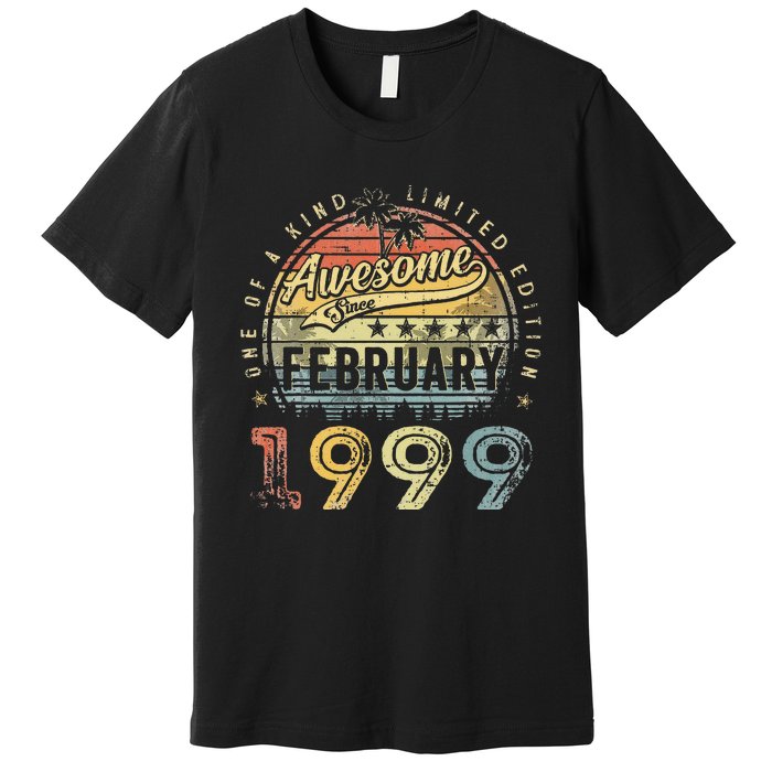 24th Birthday Gift Awesome Since February 1999 24 Year Old Premium T-Shirt