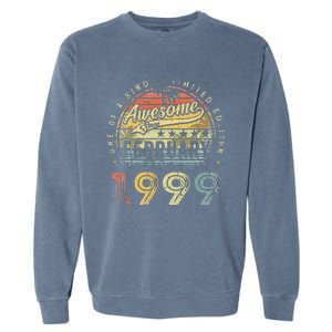 24th Birthday Gift Awesome Since February 1999 24 Year Old Garment-Dyed Sweatshirt