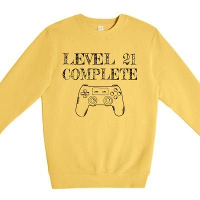 21st Birthday Gaming Level 21 Complete Premium Crewneck Sweatshirt