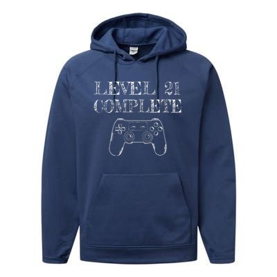 21st Birthday Gaming Level 21 Complete Performance Fleece Hoodie