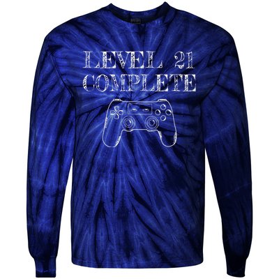 21st Birthday Gaming Level 21 Complete Tie-Dye Long Sleeve Shirt