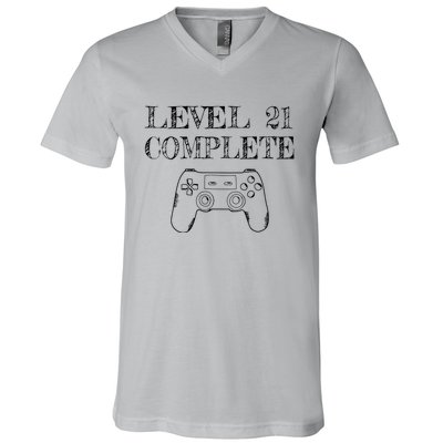 21st Birthday Gaming Level 21 Complete V-Neck T-Shirt