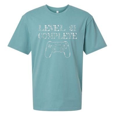 21st Birthday Gaming Level 21 Complete Sueded Cloud Jersey T-Shirt