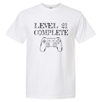 21st Birthday Gaming Level 21 Complete Garment-Dyed Heavyweight T-Shirt