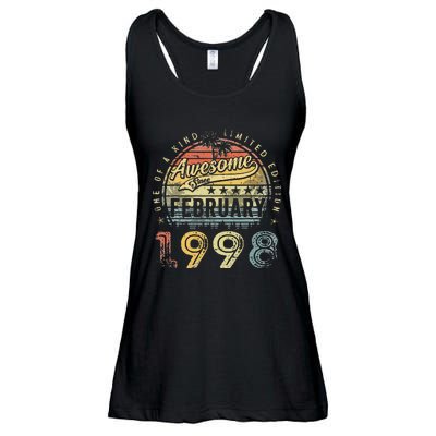 25th Birthday Gift Awesome Since February 1998 25 Year Old Ladies Essential Flowy Tank