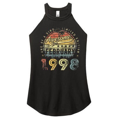 25th Birthday Gift Awesome Since February 1998 25 Year Old Women’s Perfect Tri Rocker Tank