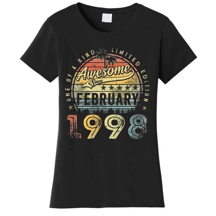 25th Birthday Gift Awesome Since February 1998 25 Year Old Women's T-Shirt