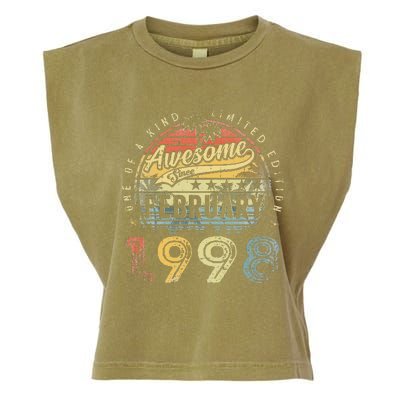 25th Birthday Gift Awesome Since February 1998 25 Year Old Garment-Dyed Women's Muscle Tee