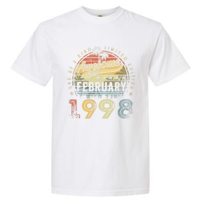 25th Birthday Gift Awesome Since February 1998 25 Year Old Garment-Dyed Heavyweight T-Shirt