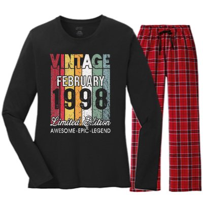 25th Birthday Gift February 1998 Limited Edition 25 Yrs Old Women's Long Sleeve Flannel Pajama Set 